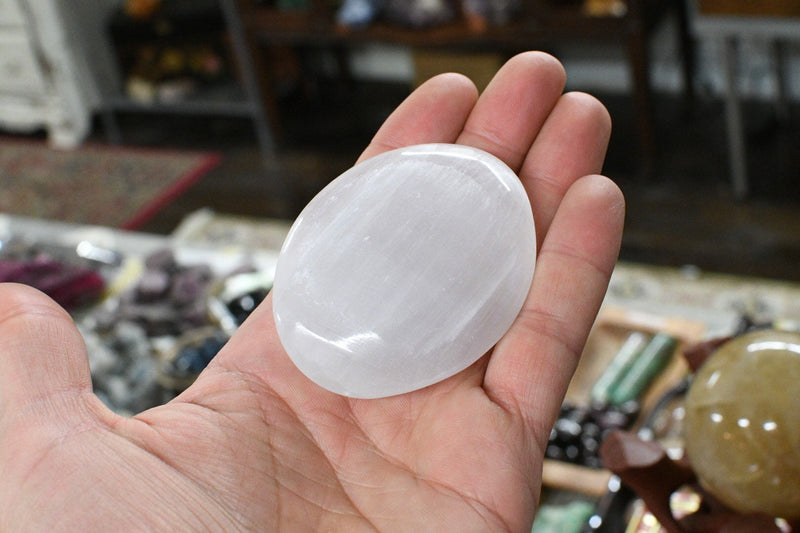 Selenite Palm Stone
