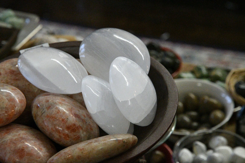 Selenite Palm Stone