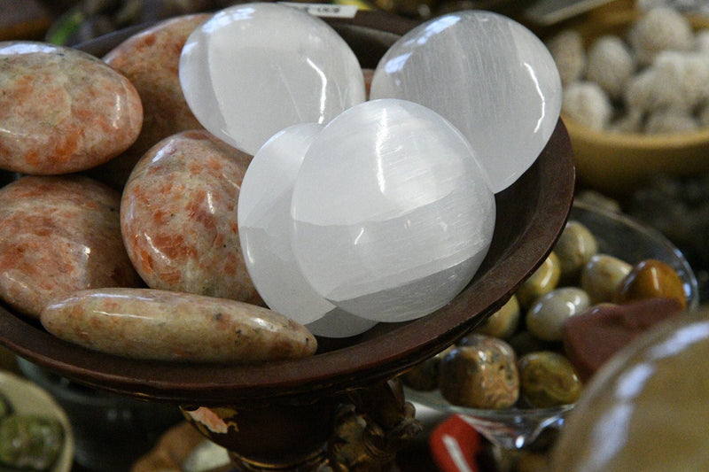 Selenite Palm Stone