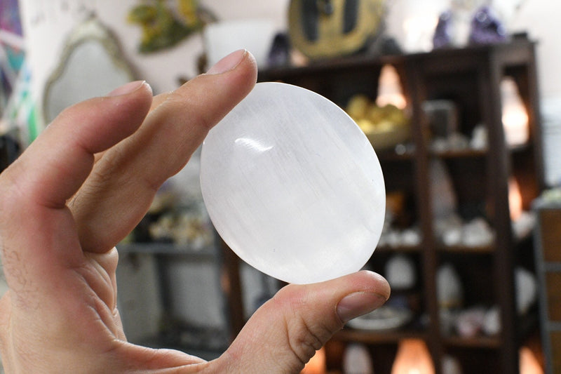 Selenite Palm Stone