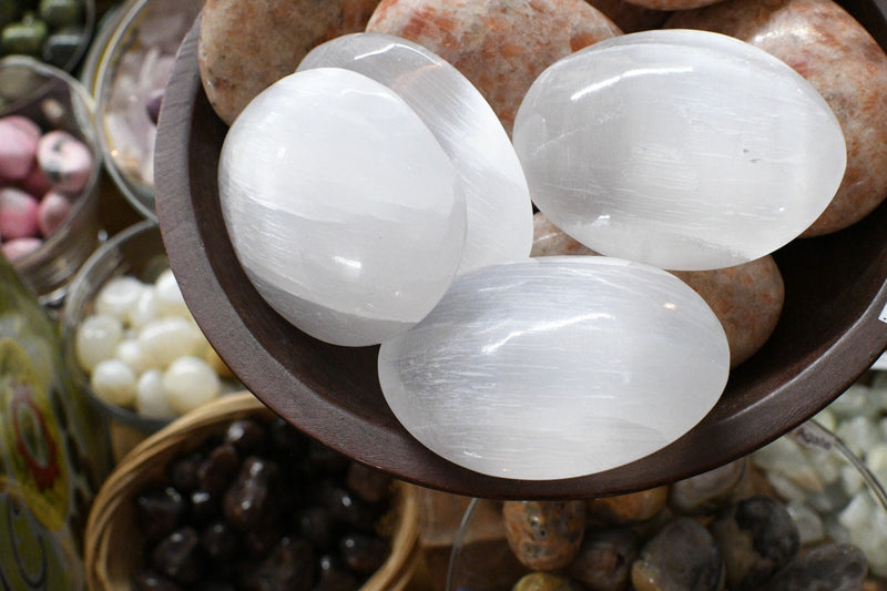 Selenite Palm Stone