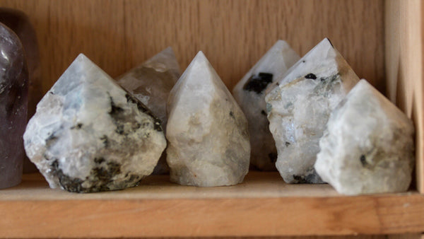 Rainbow Moonstone Raw Top Polished Point