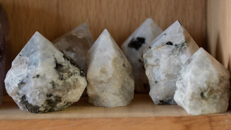 Rainbow Moonstone Raw Top Polished Point