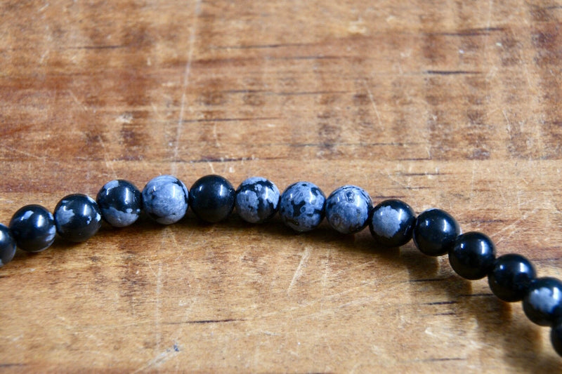 Snowflake Obsidian Bracelet (4mm)