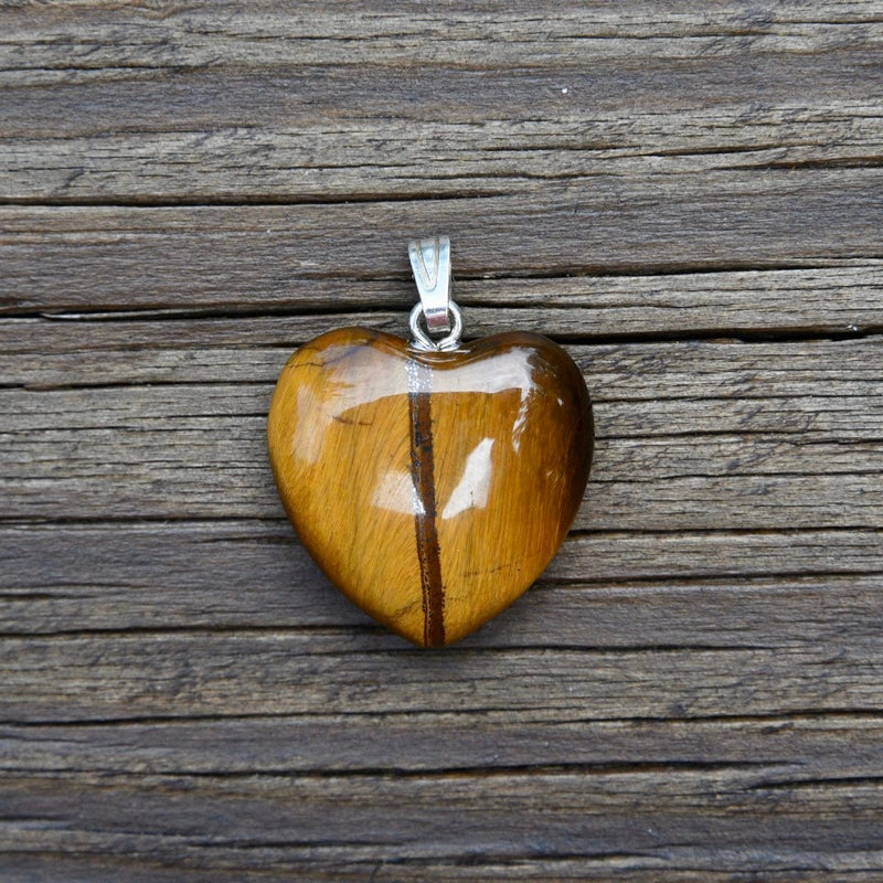 Gold Tiger's Eye Heart Pendant