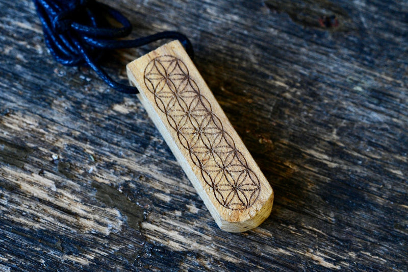 Palo Santo Flower of Life Pendant w/ Adjustable Rope