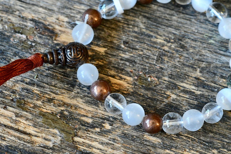 Selenite + Clear Quartz + Copper Bracelet (8mm)