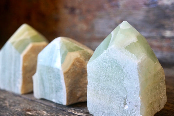 Green Calcite Raw Polished Point