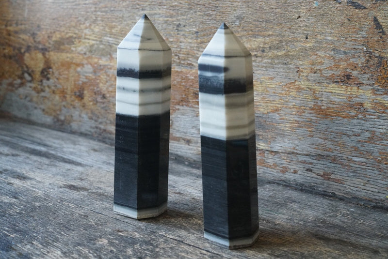 Tai Chi (Zebra) Jasper Obelisk (6”-8”)