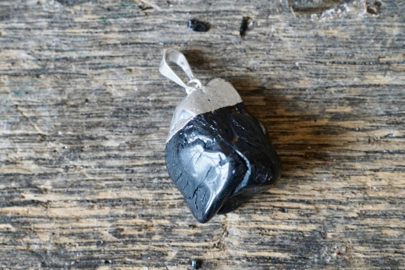 Black Tourmaline Tumbled Pendant