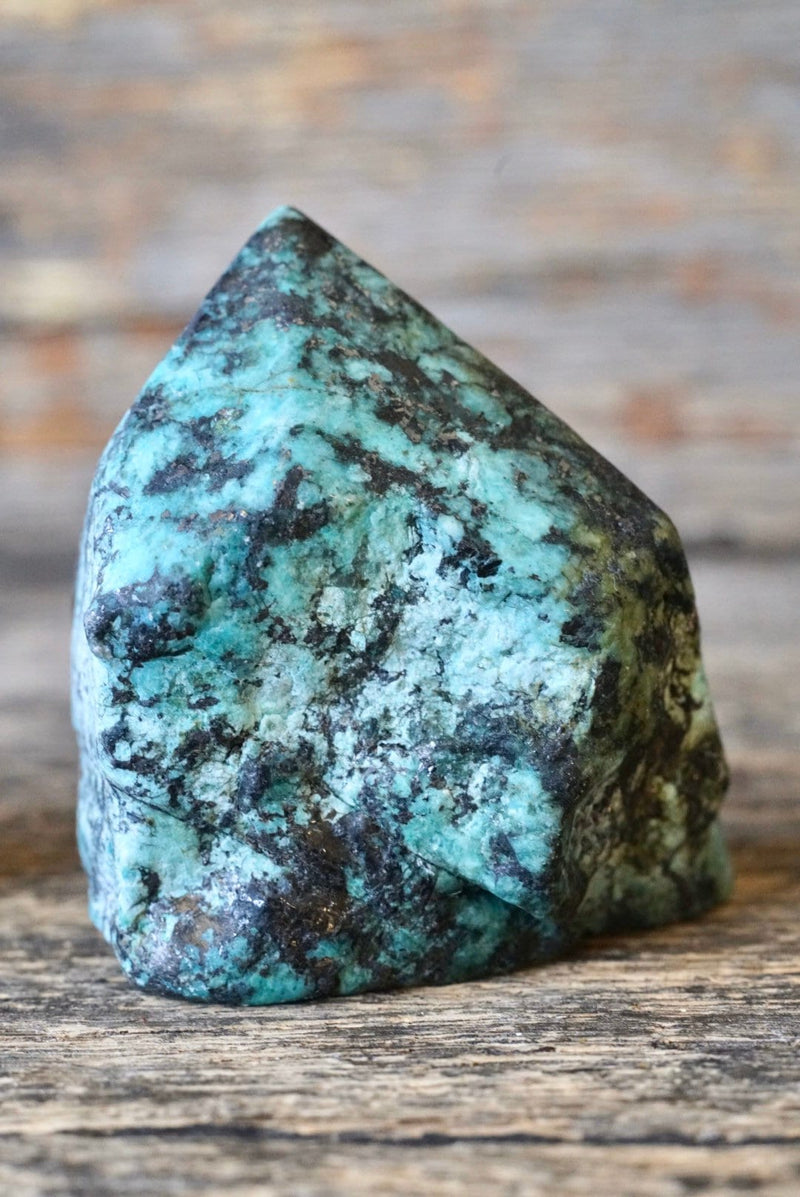 African Turquoise Raw Top Polished Point