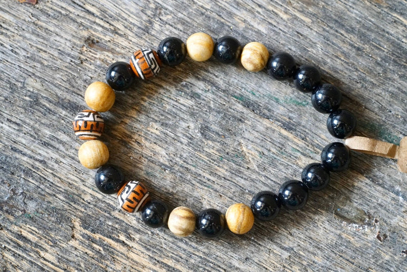 Black Tourmaline + Palo Santo Bracelet (8mm)