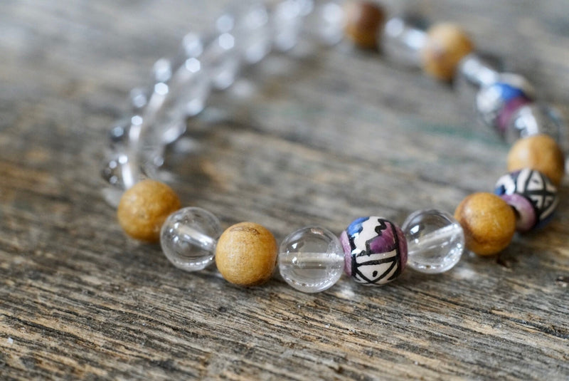 Clear Quartz + Palo Santo Bracelet (8mm)