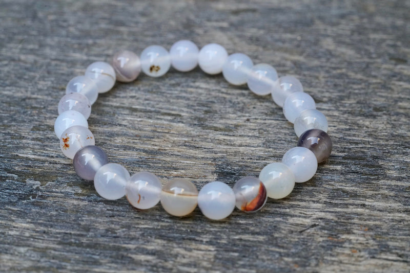 Brown & White Agate Bracelet (8mm)