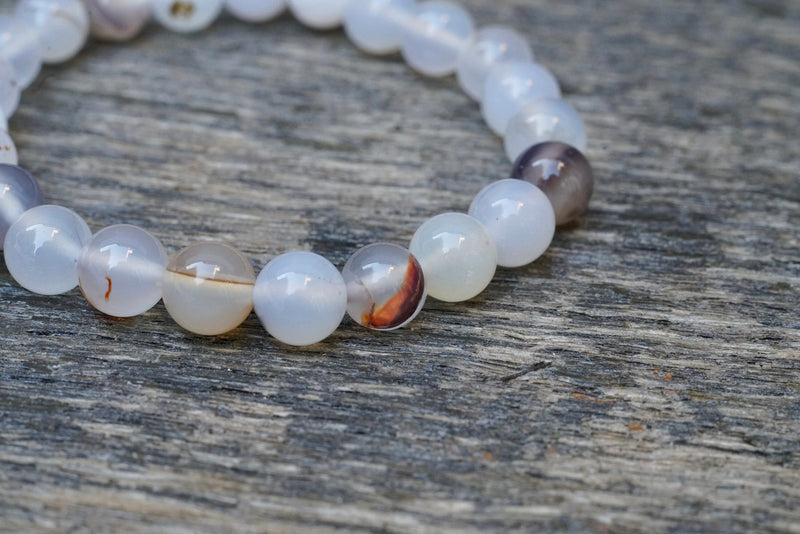Brown & White Agate Bracelet (8mm)