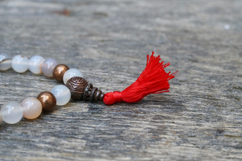 Dendritic Agate + Tassel Bracelet (8mm)