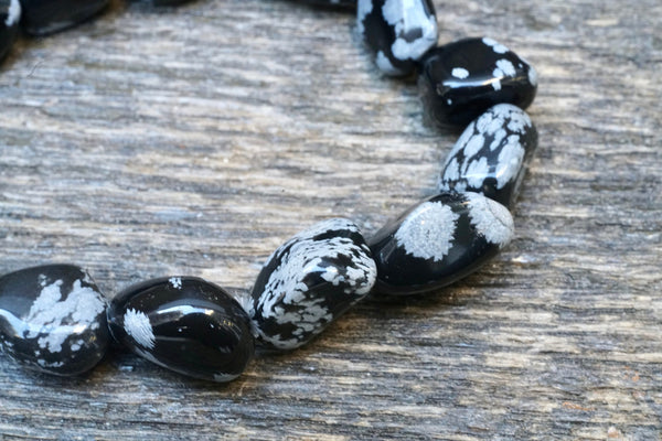 Snowflake Obsidian Pebble Bracelet