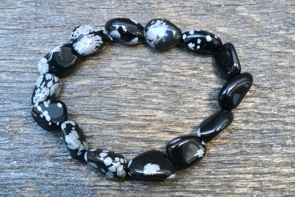 Snowflake Obsidian Pebble Bracelet