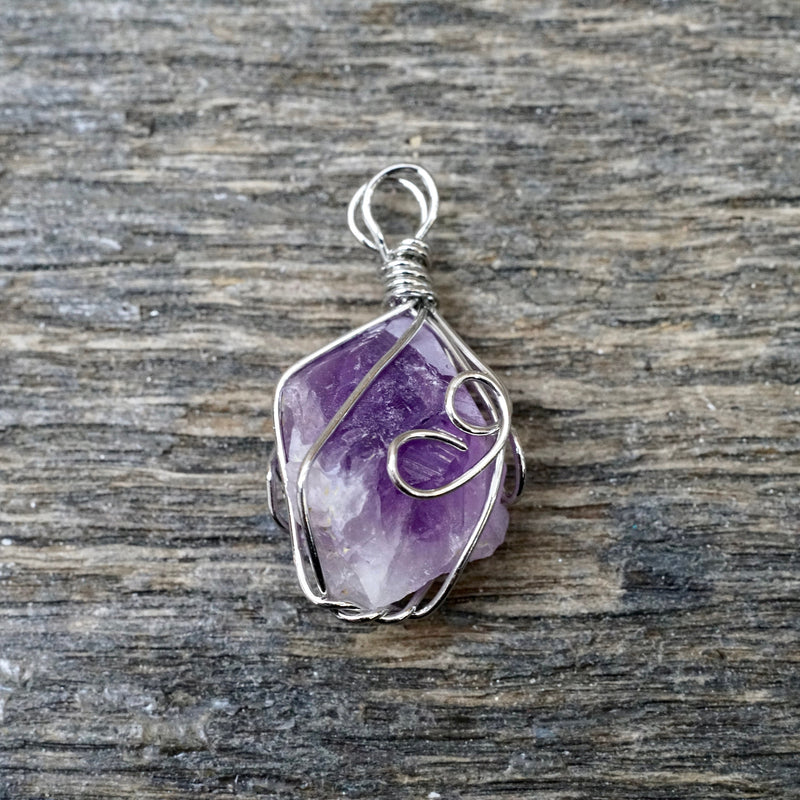 Amethyst Flower Wire Wrap Pendant