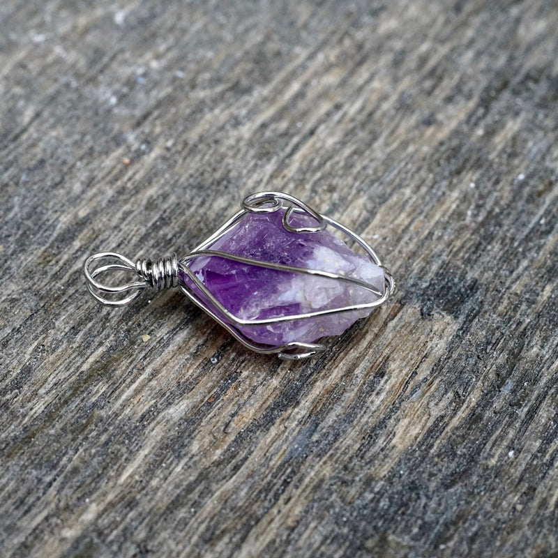 Amethyst Flower Wire Wrap Pendant