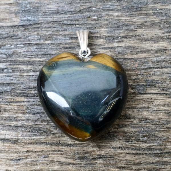Blue Tiger's Eye Heart Pendant