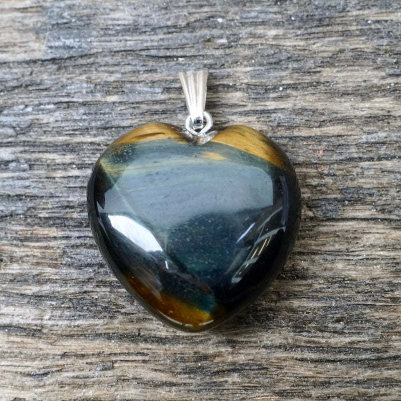 Blue Tiger's Eye Heart Pendant