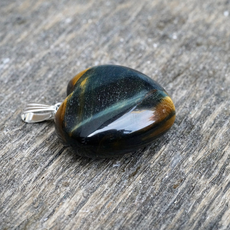 Blue Tiger's Eye Heart Pendant