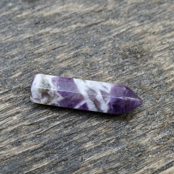 Chevron Amethyst Drilled Polished Point Pendant