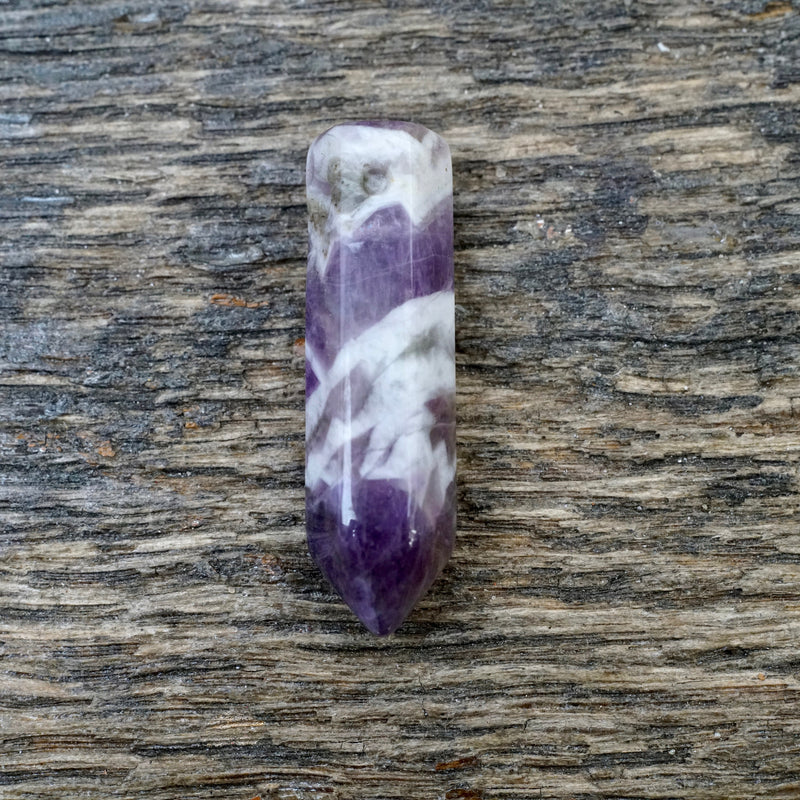Chevron Amethyst Drilled Polished Point Pendant