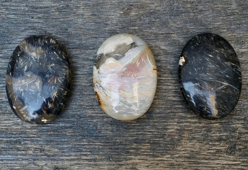 Feather Agate Palm Stone