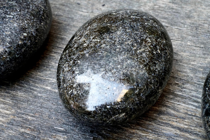 Iolite in Black Mica Palm Stone