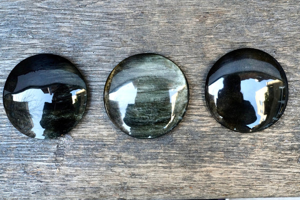 Gold Sheen Obsidian Palm Stone (2.5”)