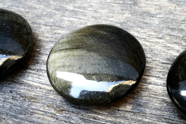 Gold Sheen Obsidian Palm Stone (1.5”)