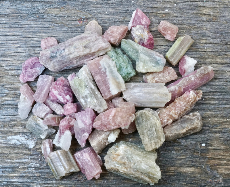 Pink + Green Tourmaline Rods (Raw) 0.5"-1"