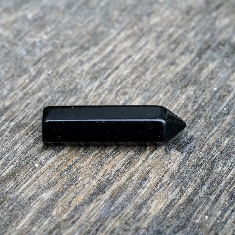 Black Obsidian Drilled Polished Point Pendant
