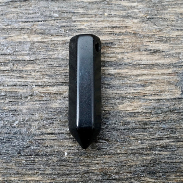 Black Obsidian Drilled Polished Point Pendant