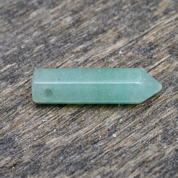 Green Aventurine Drilled Polished Point Pendant