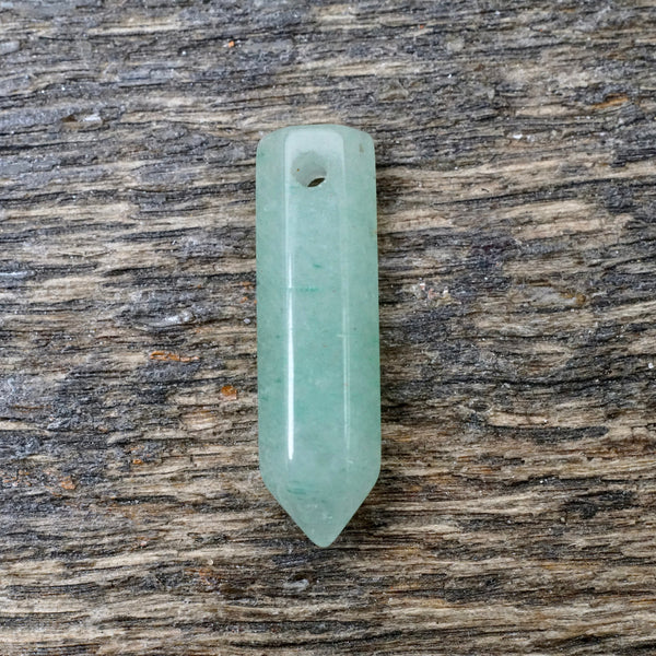 Green Aventurine Drilled Polished Point Pendant
