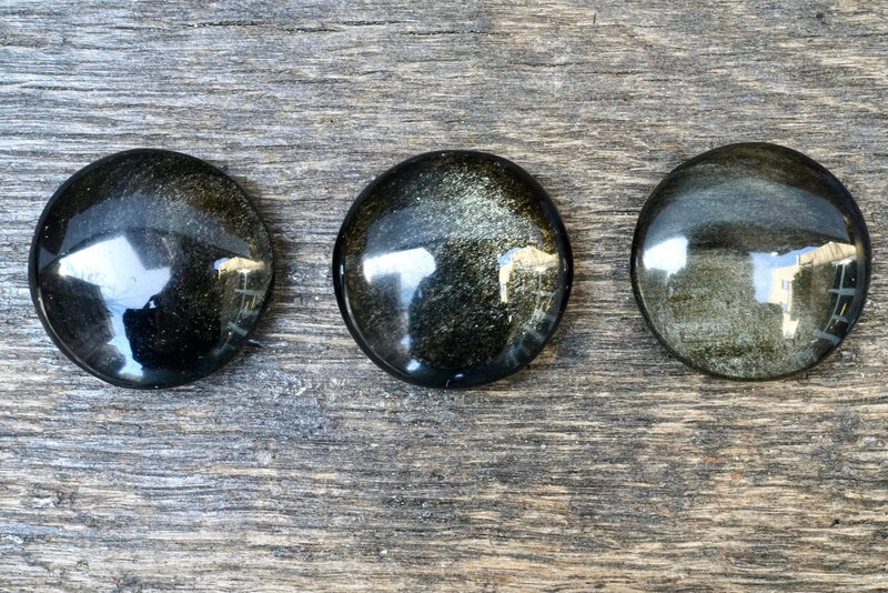 Gold Sheen Obsidian Palm Stone (1.5”)
