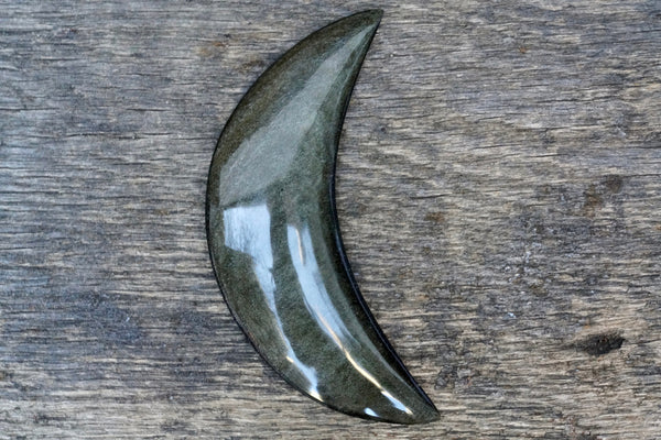 Gold Sheen Obsidian Crescent Moon (6")
