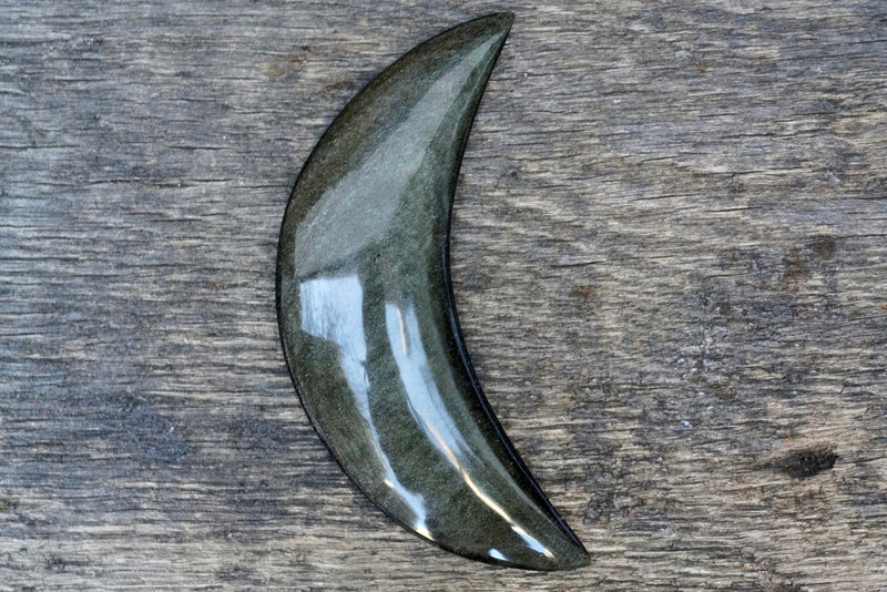 Gold Sheen Obsidian Crescent Moon (6")